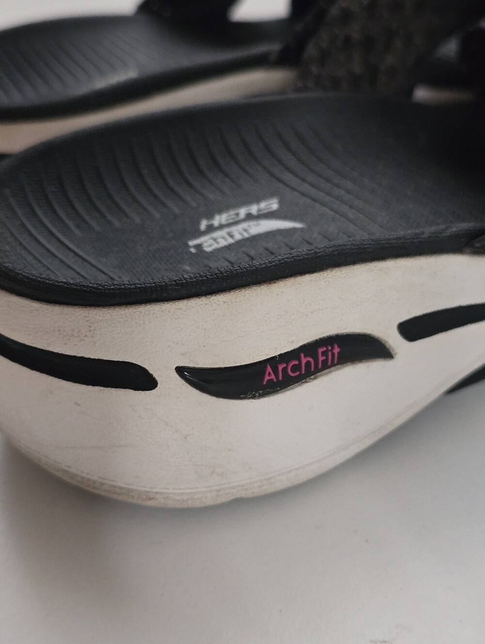 Skechers Women's Black and Purple Crossband Slide Sandals - Picture 8 of 16